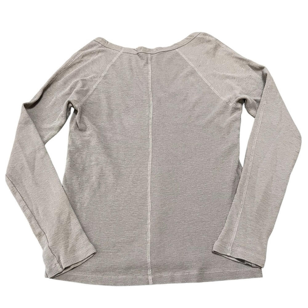 James Perse standard taupe scoop neck long sleeve cotton Henley top Made in USA - Picture 2 of 9